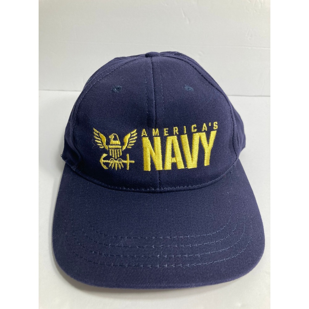 America's Navy Cap Hat Blue Yellow‎ Embroidered Twill  Military  USA Made